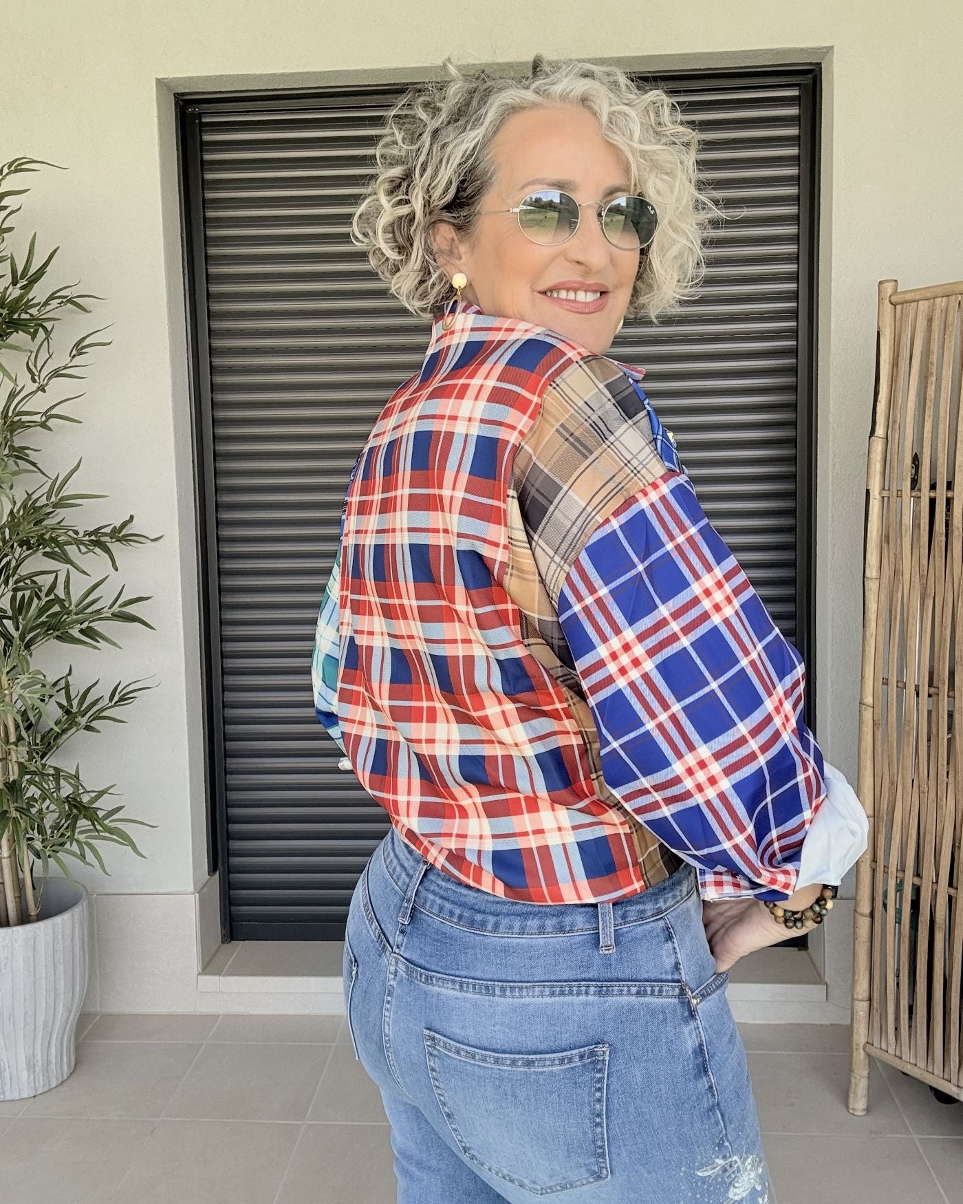 Camisa Cuadros Gales con Circonitas y Lentejuelas