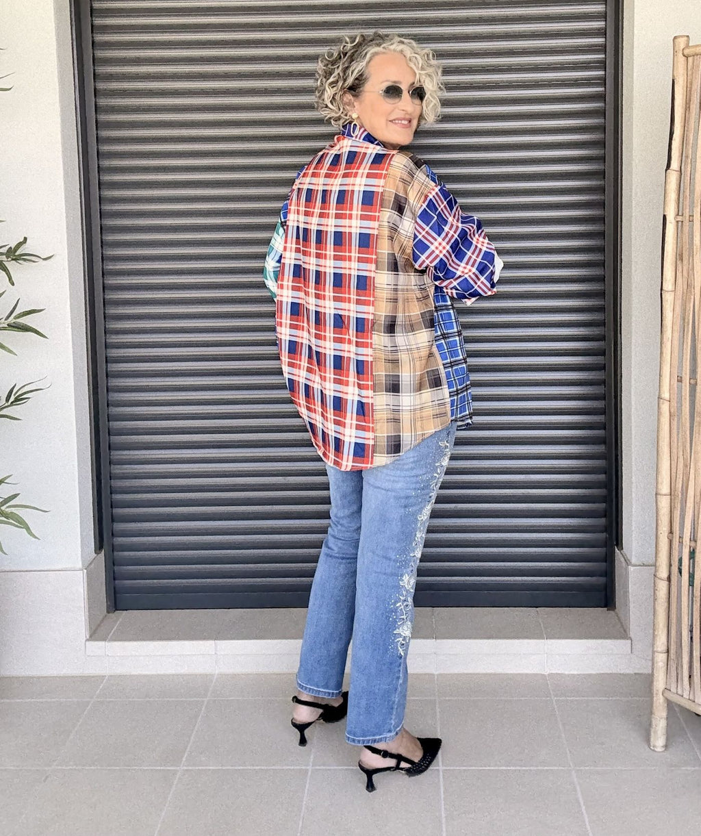Camisa Cuadros Gales con Circonitas y Lentejuelas