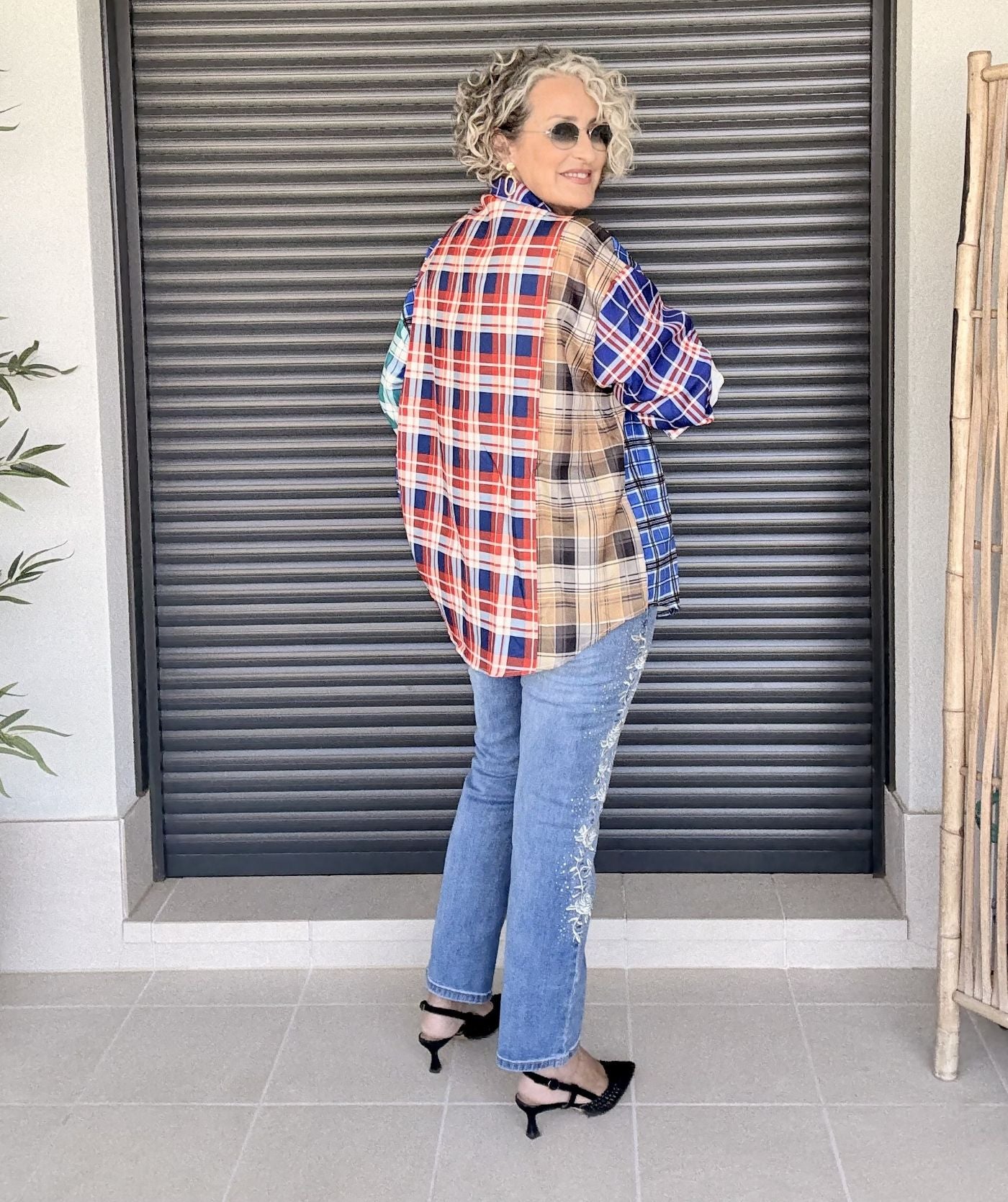 Camisa Cuadros Gales con Circonitas y Lentejuelas