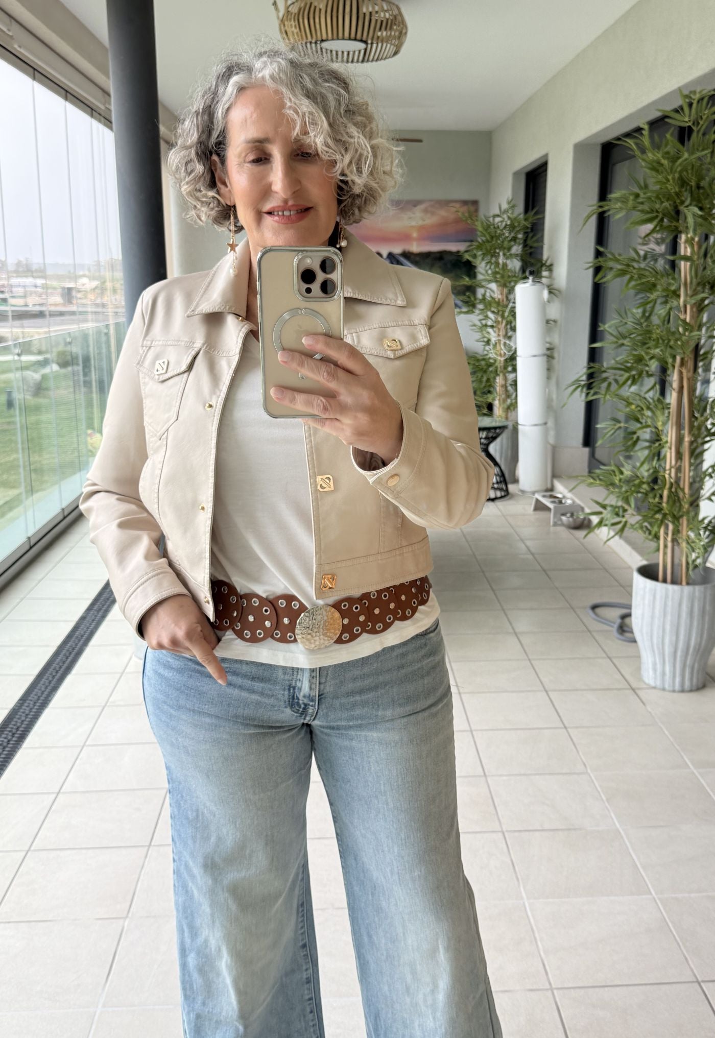 Cazadora Polipiel Beige