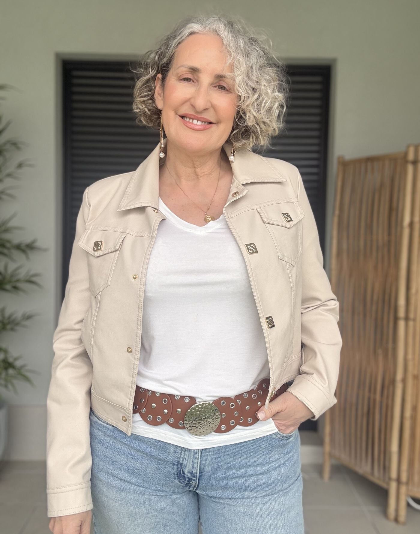 Cazadora Polipiel Beige