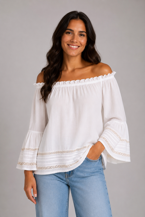 Blusa Blanca Hombros Descubiertos
