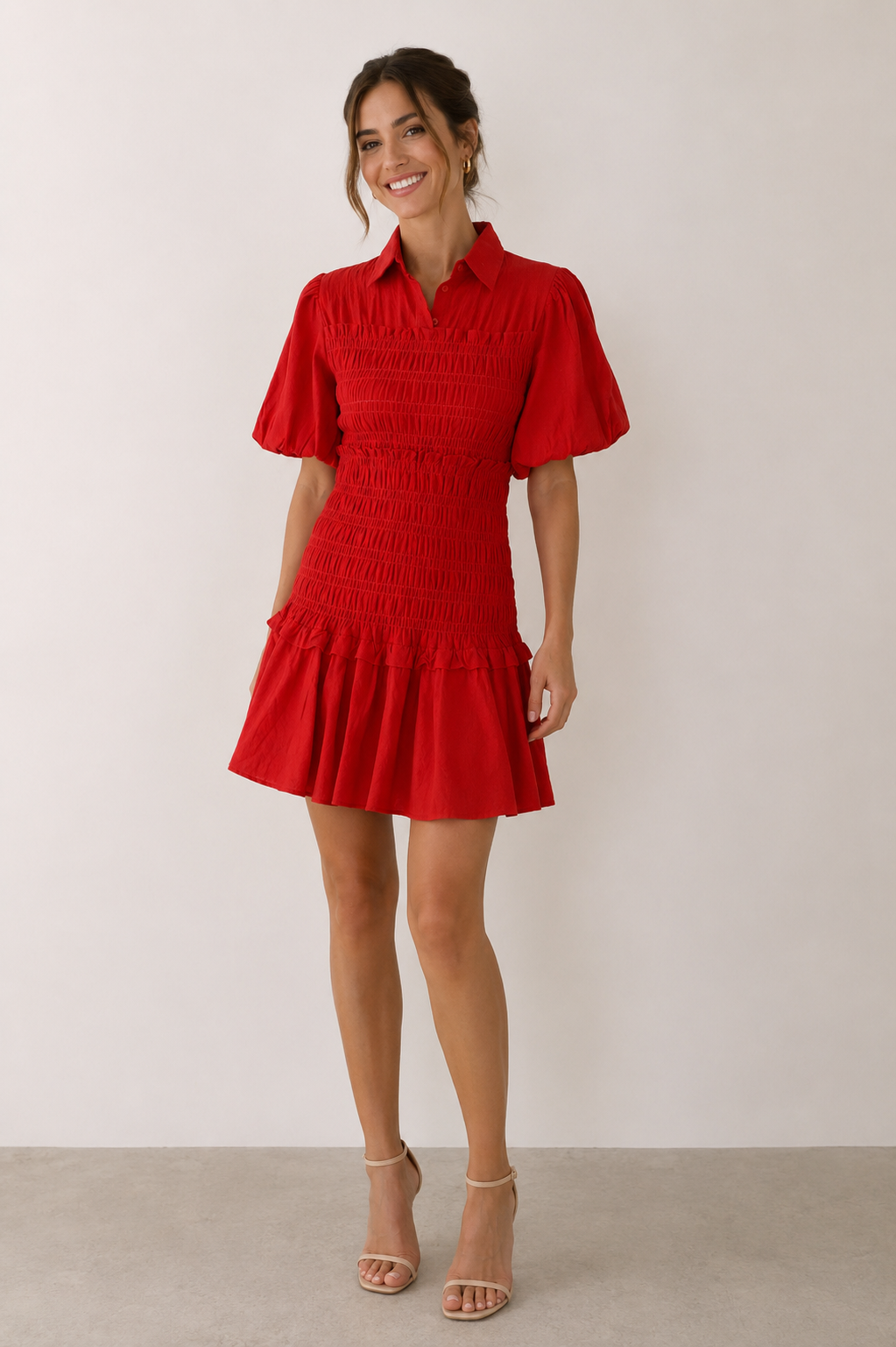 Vestido Camisero Nido de Abeja