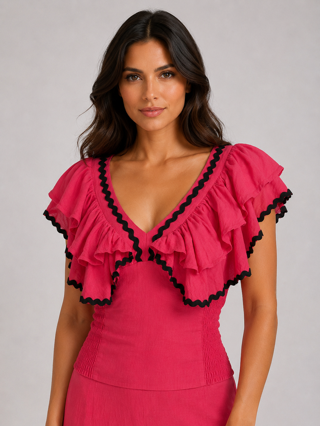 Conjunto Falda y Blusa Rojo Tostado