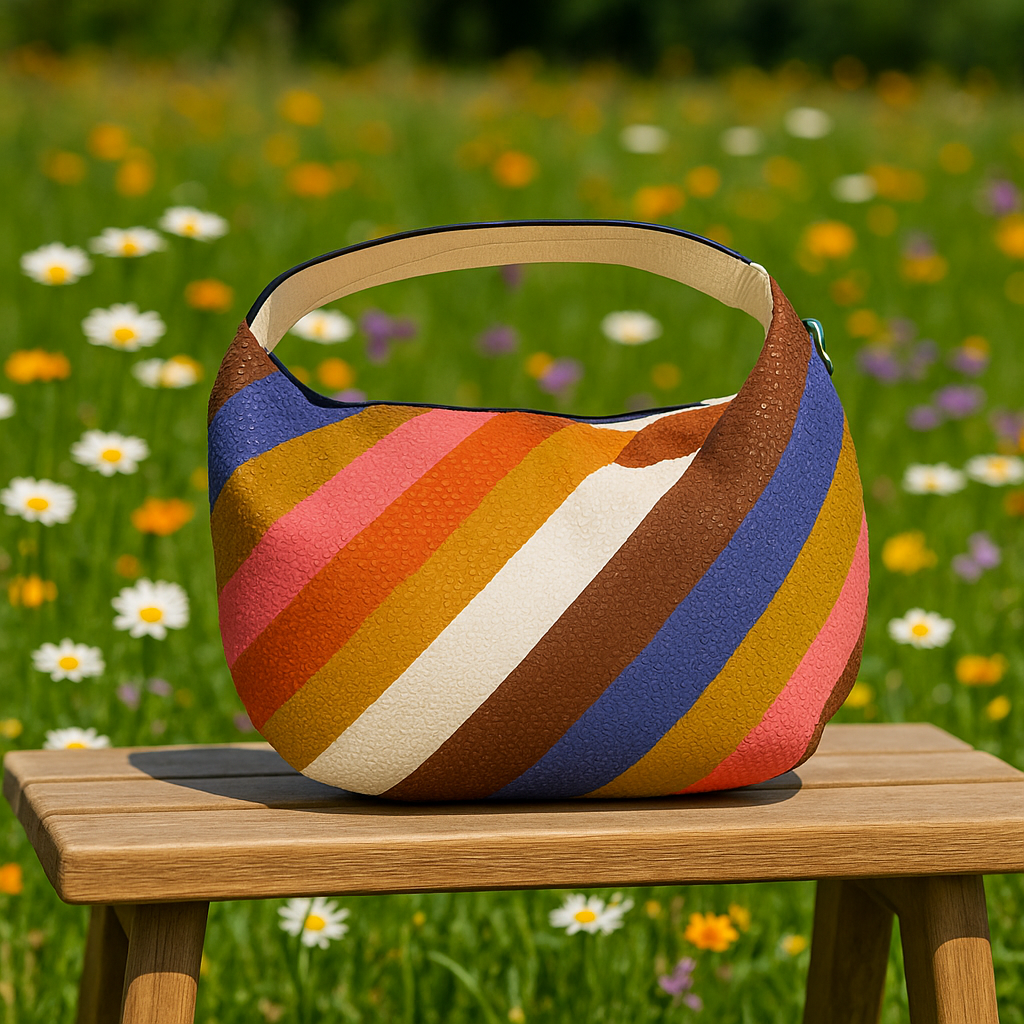 Bolso de Rayas Multicolor con Doble Asa — Hombro y Bandolera