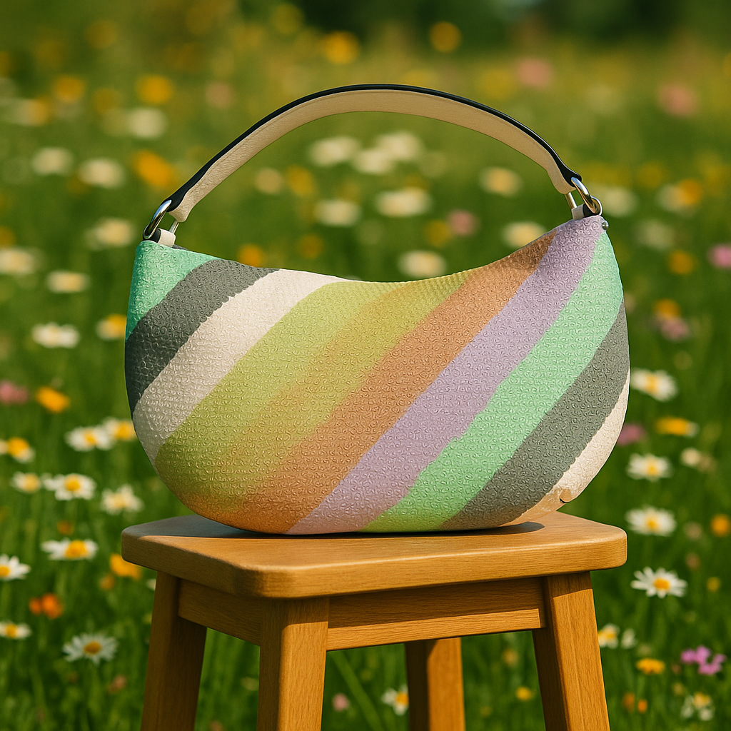 Bolso de Rayas Multicolor con Doble Asa — Hombro y Bandolera