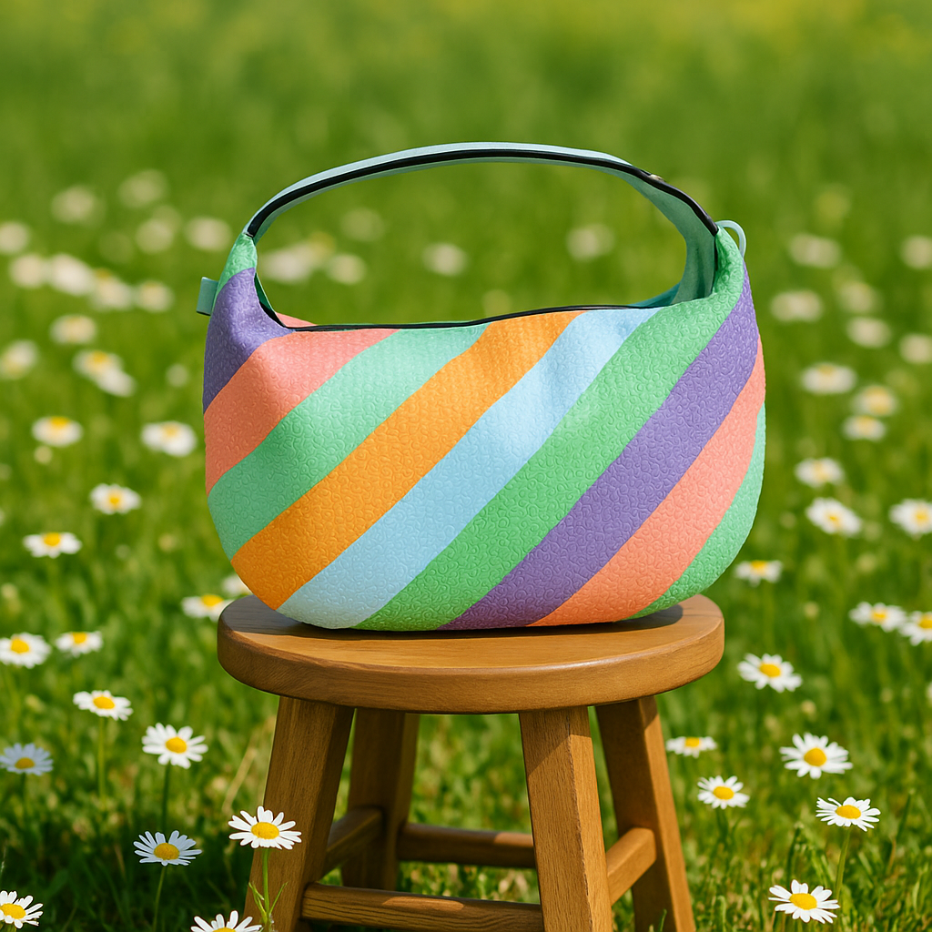 Bolso de Rayas Multicolor con Doble Asa — Hombro y Bandolera