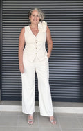 Completo due pezzi gilet e pantalone beige
