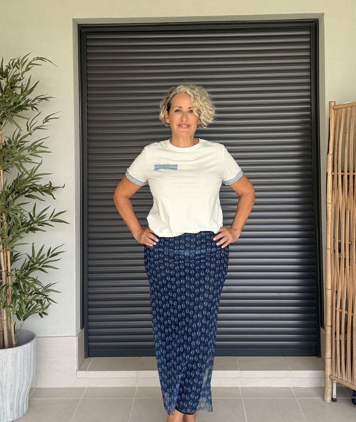 Falda de Tul Estampada Azul - Siro Modas