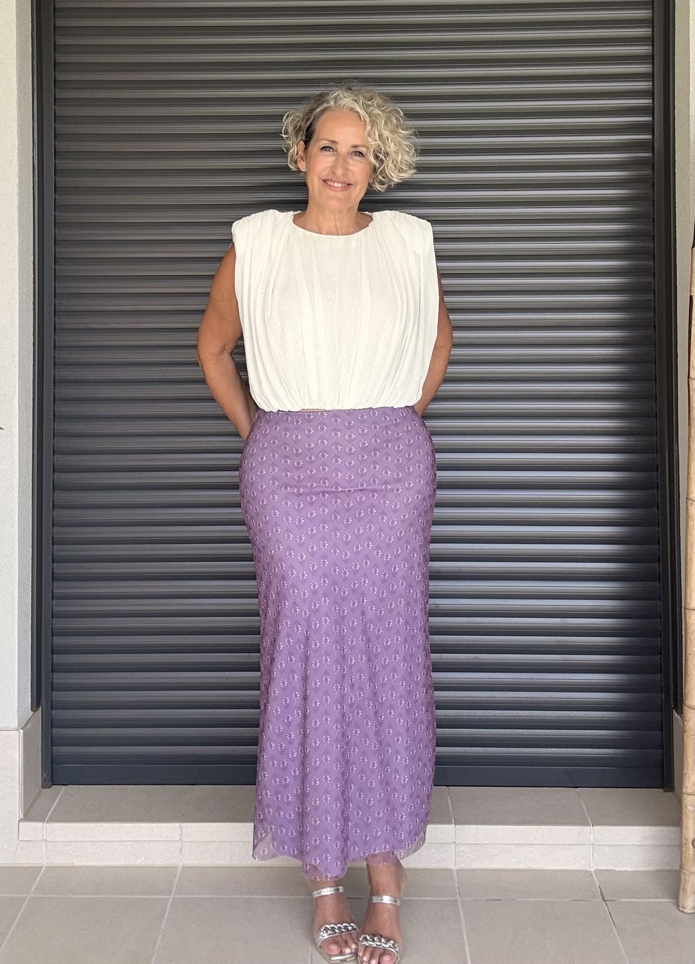 Falda de Tul Estampada Malva - Siro Modas