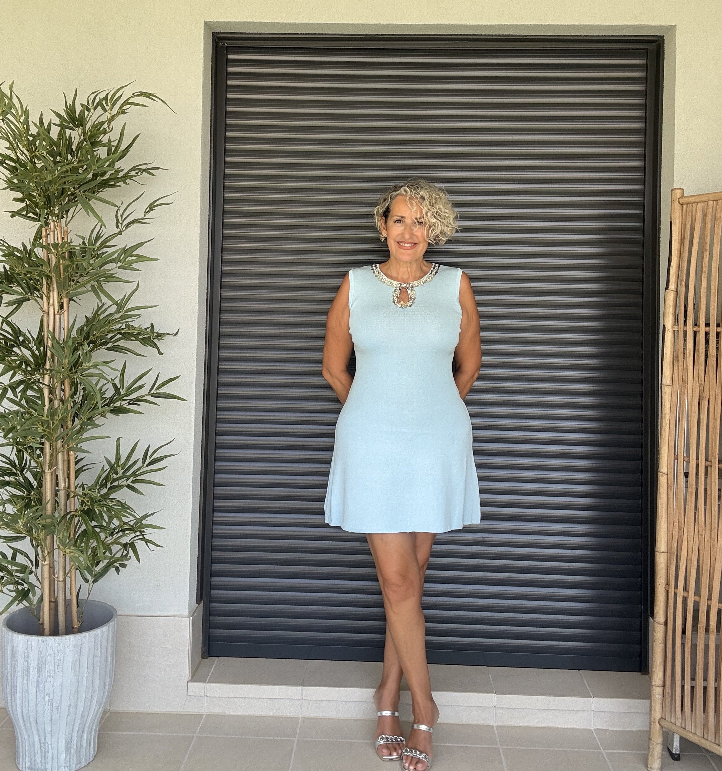 Vestido Celeste Grace Pedrería