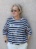 Felpa a righe blu a maniche corte