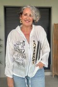 Cazadora Bomber Satinada Blanca con Capucha