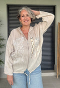 Cazadora Bomber Satinada Camel con Capucha