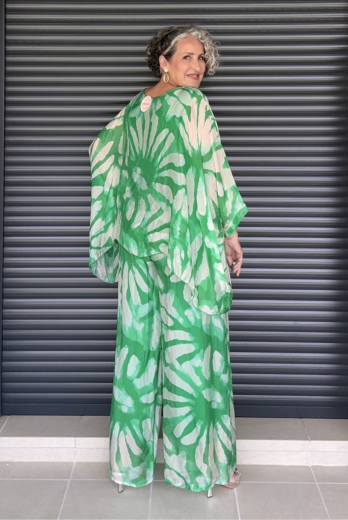 Conjunto Dos Piezas Verde Estampado Pantalón y Blusón