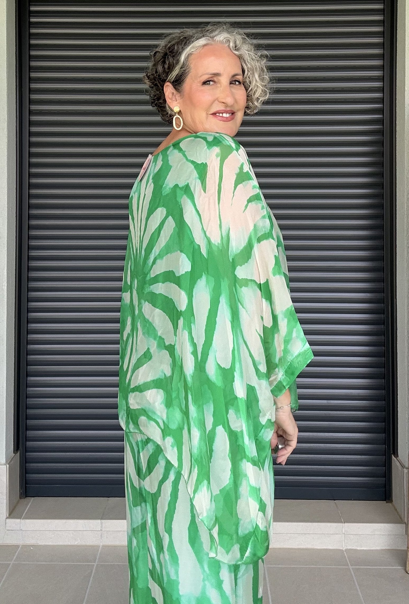 Completo Due Pezzi Verde Fantasia Pantalone e Blusone