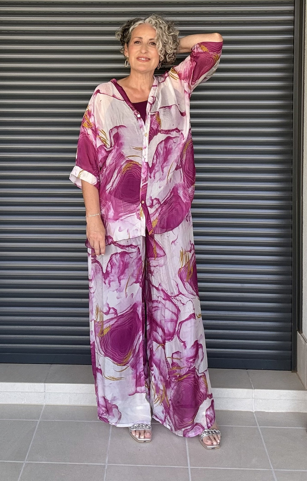 Conjunto 3 Piezas Estampado Fucsia