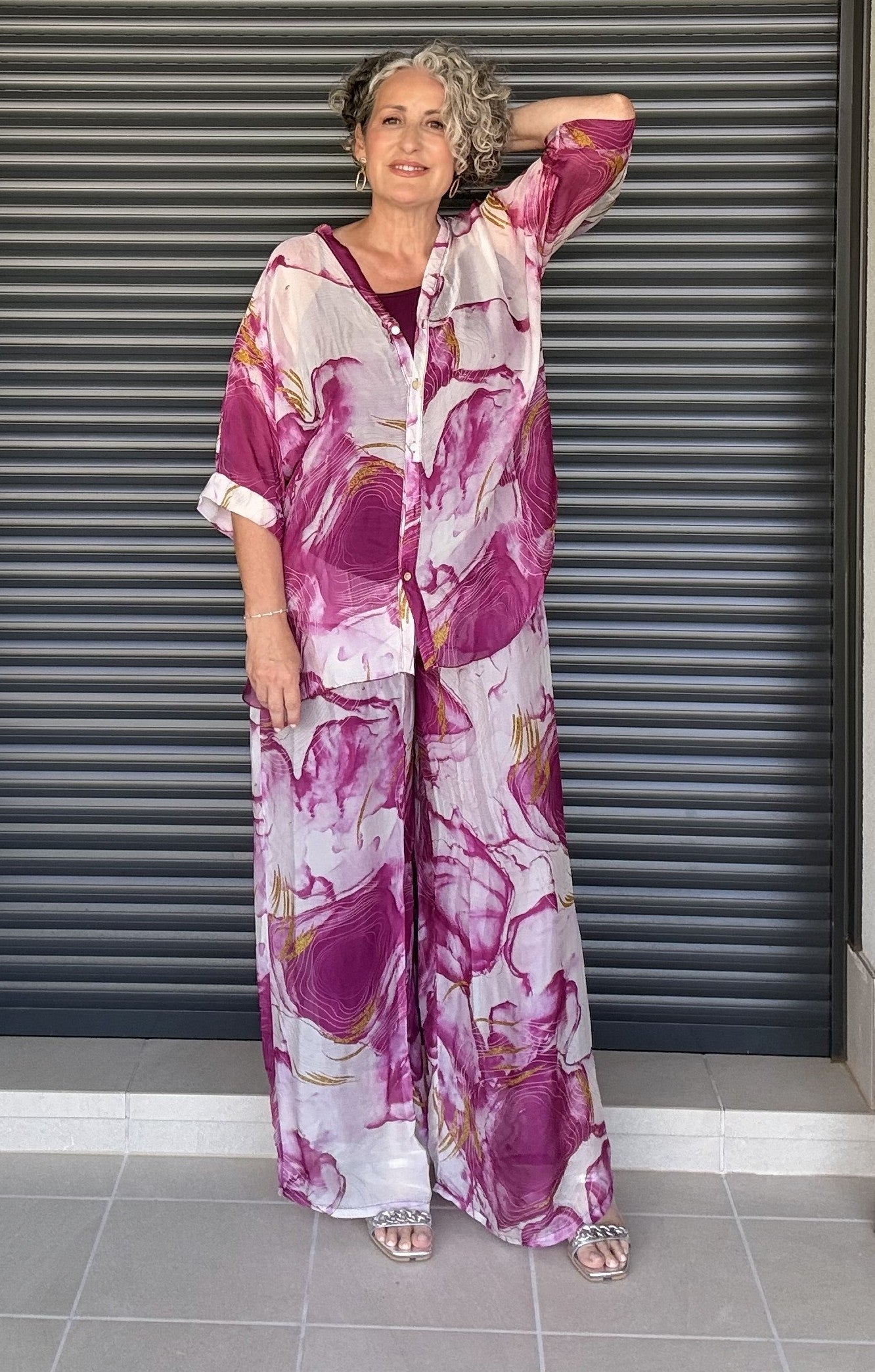 Conjunto 3 Piezas Estampado Fucsia