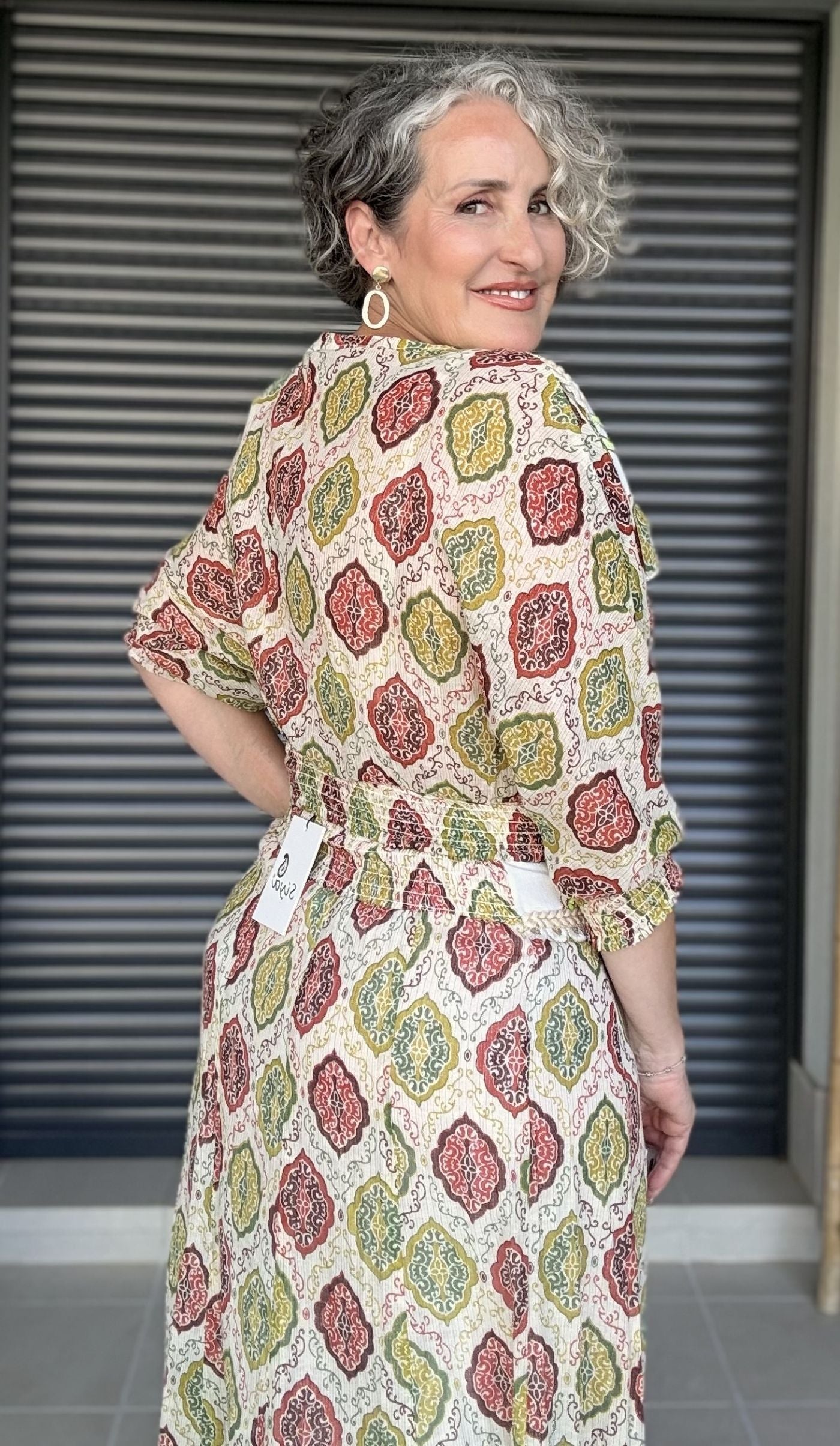 Completo Artigianale Siya | Blusa e Gonna Lunga Boho Verde e Rosso