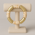 Bracciale Elastico Beige e Oro Stile Boho