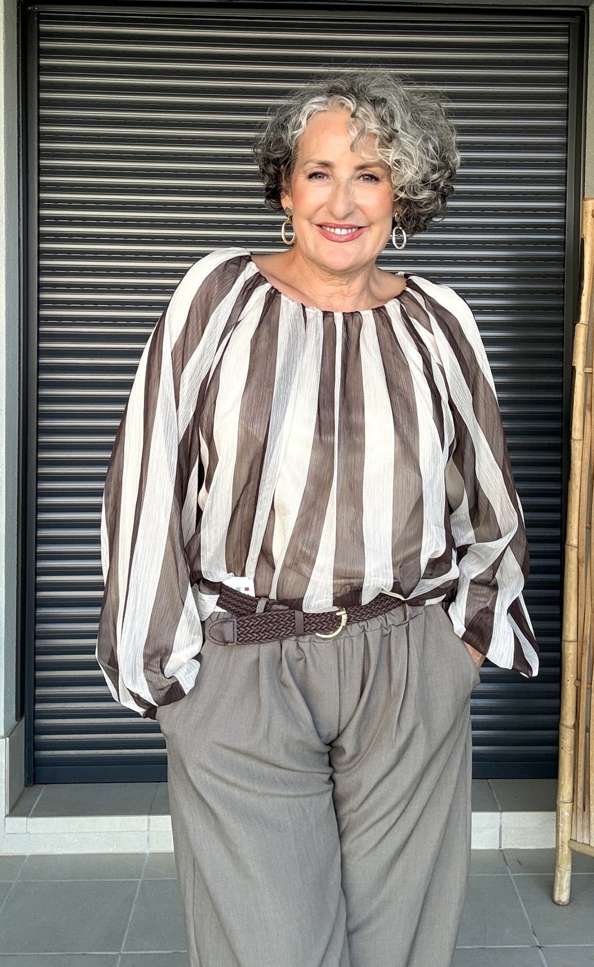 Pantalón Globo Taupe con Cinturón