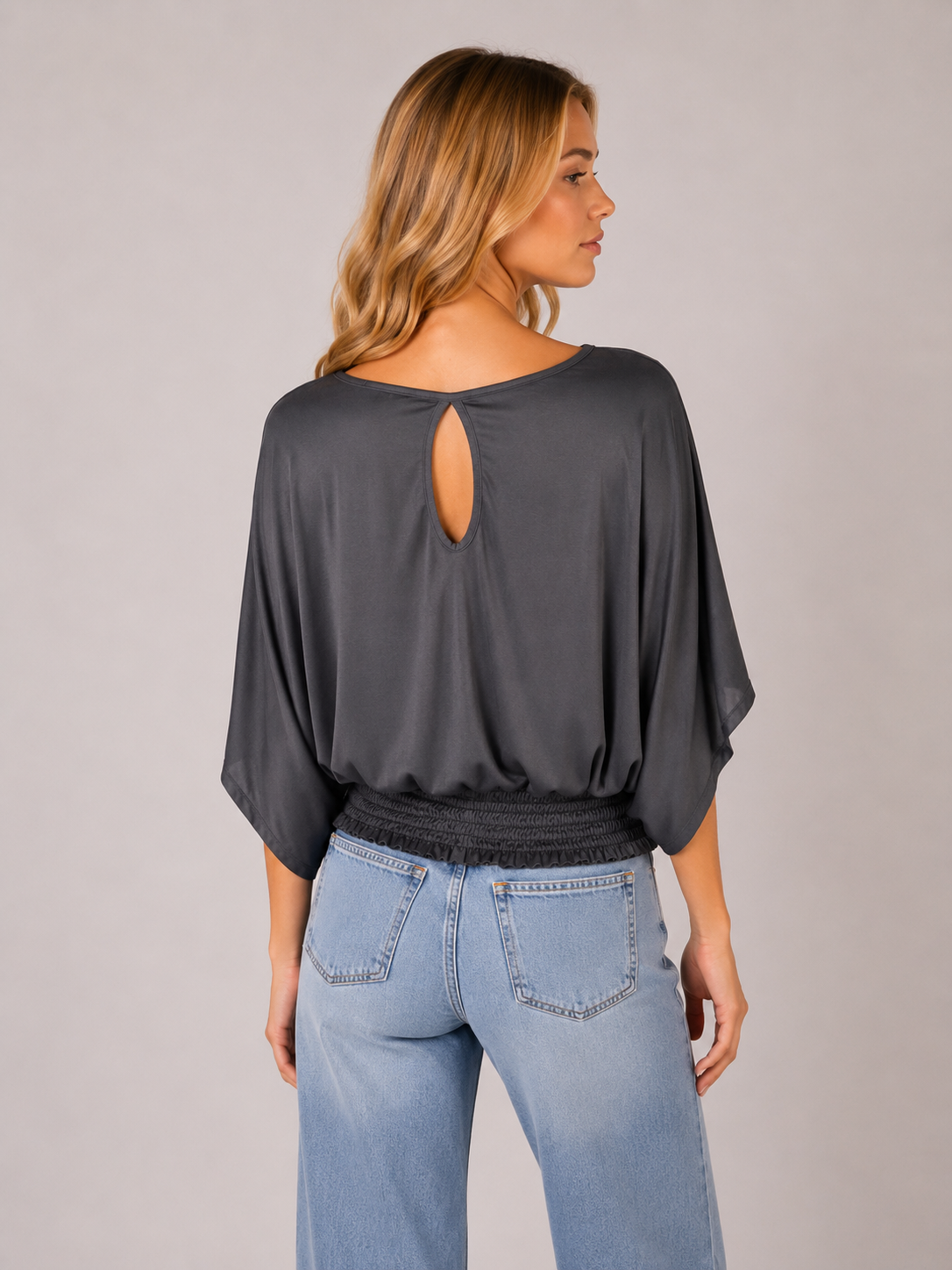 Blusa Satinada Mangas Caídas