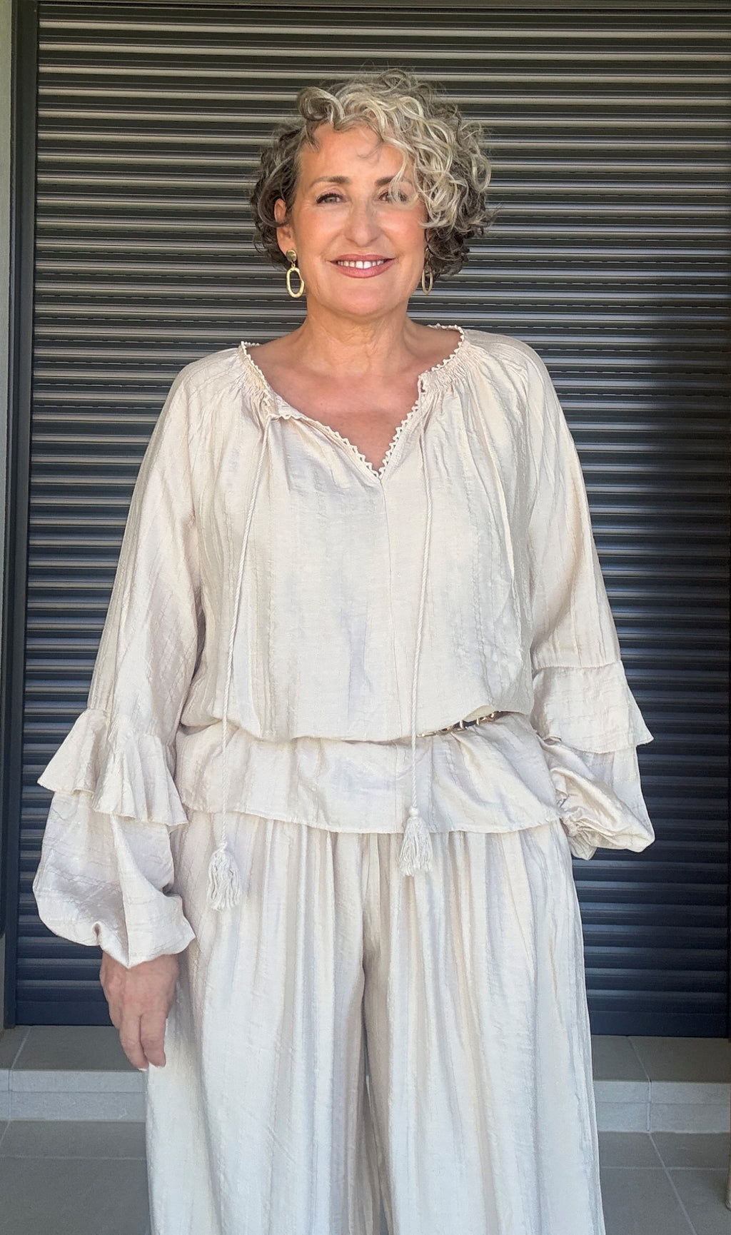 Pantalón Boho Chic Bombacho Beige