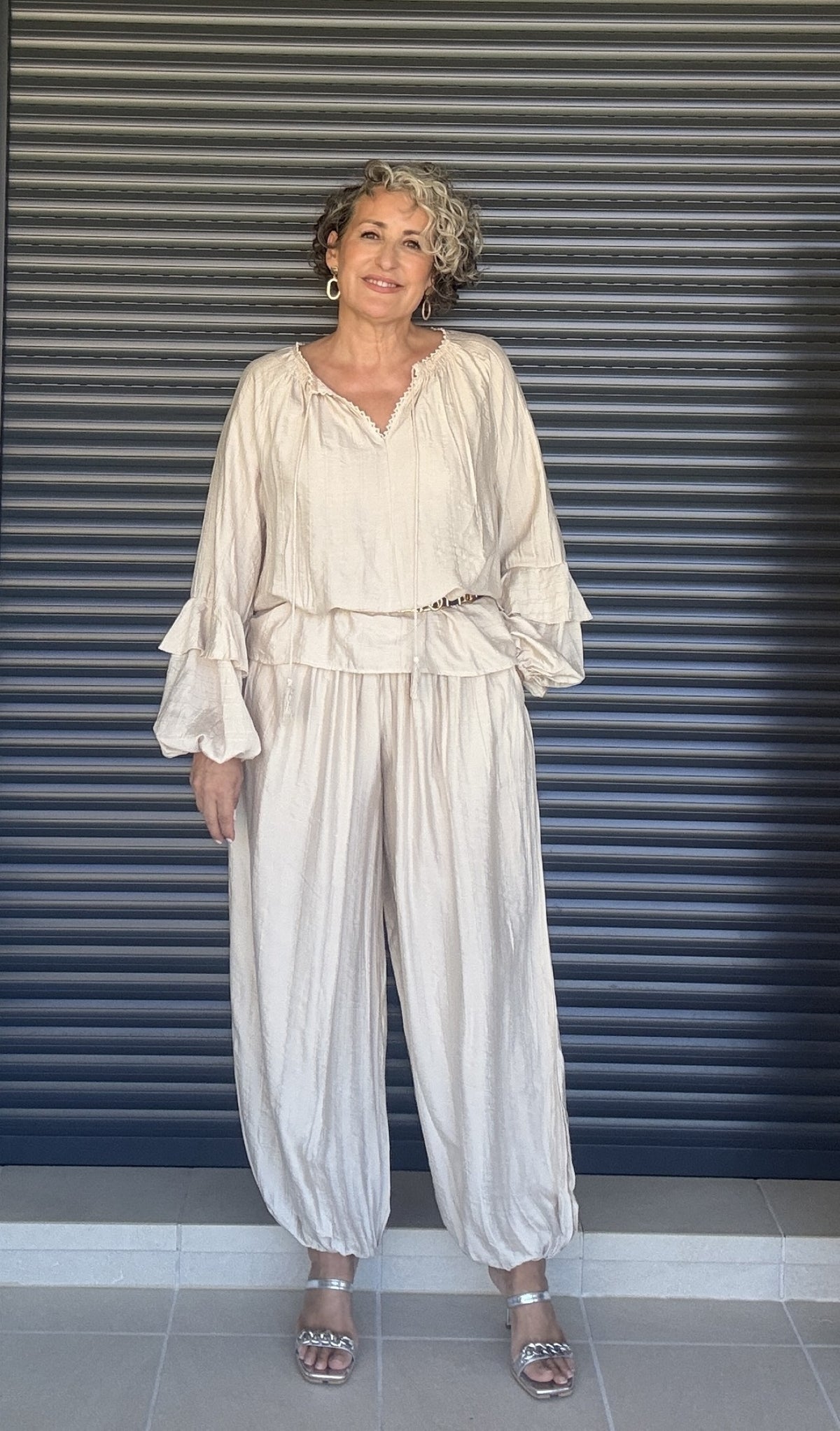 Pantalón Boho Chic Bombacho Beige