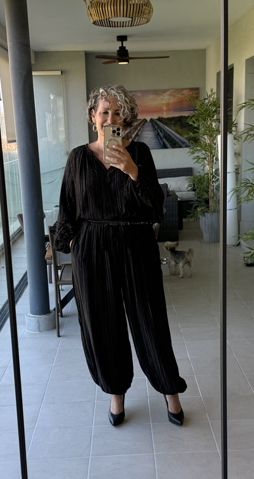 Pantalón Boho Chic Bombacho Negro
