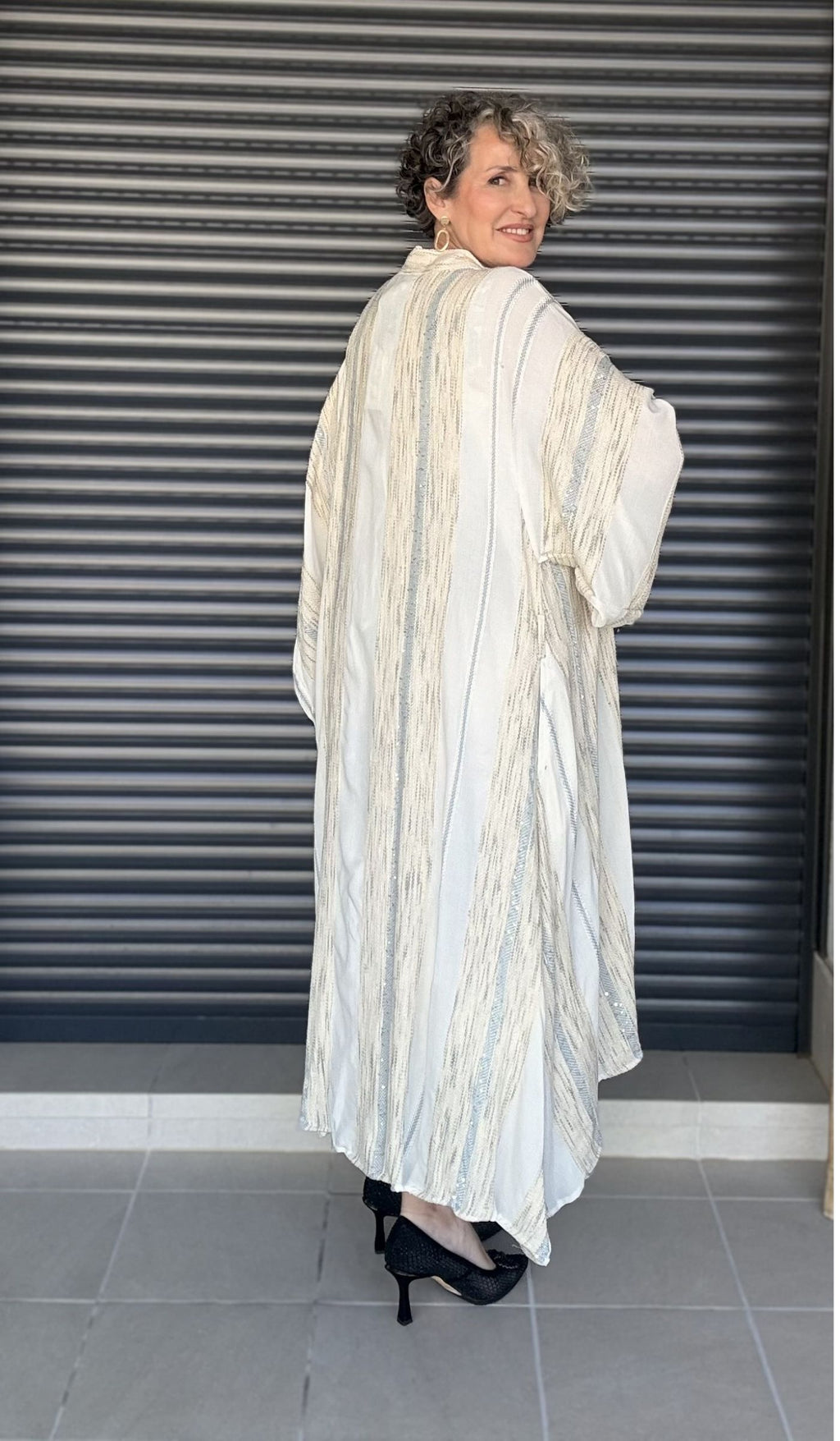Kimono indiano beige e azzurro