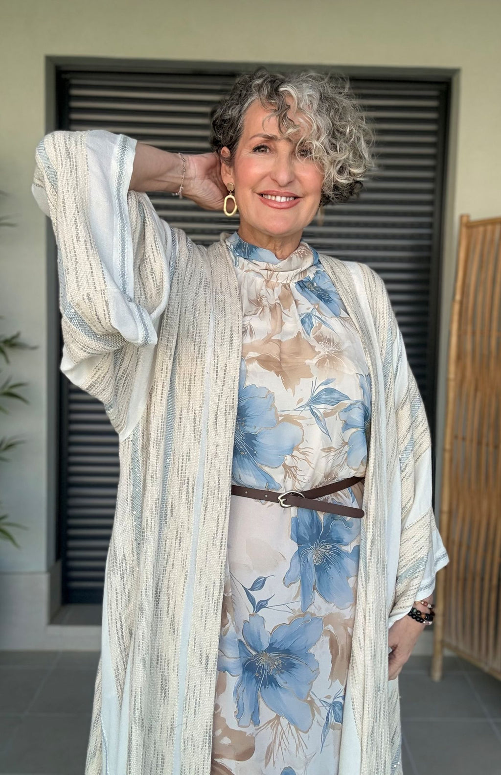 Kimono indiano beige e azzurro