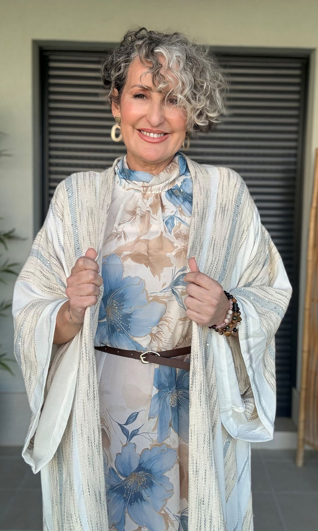Kimono indiano beige e azzurro