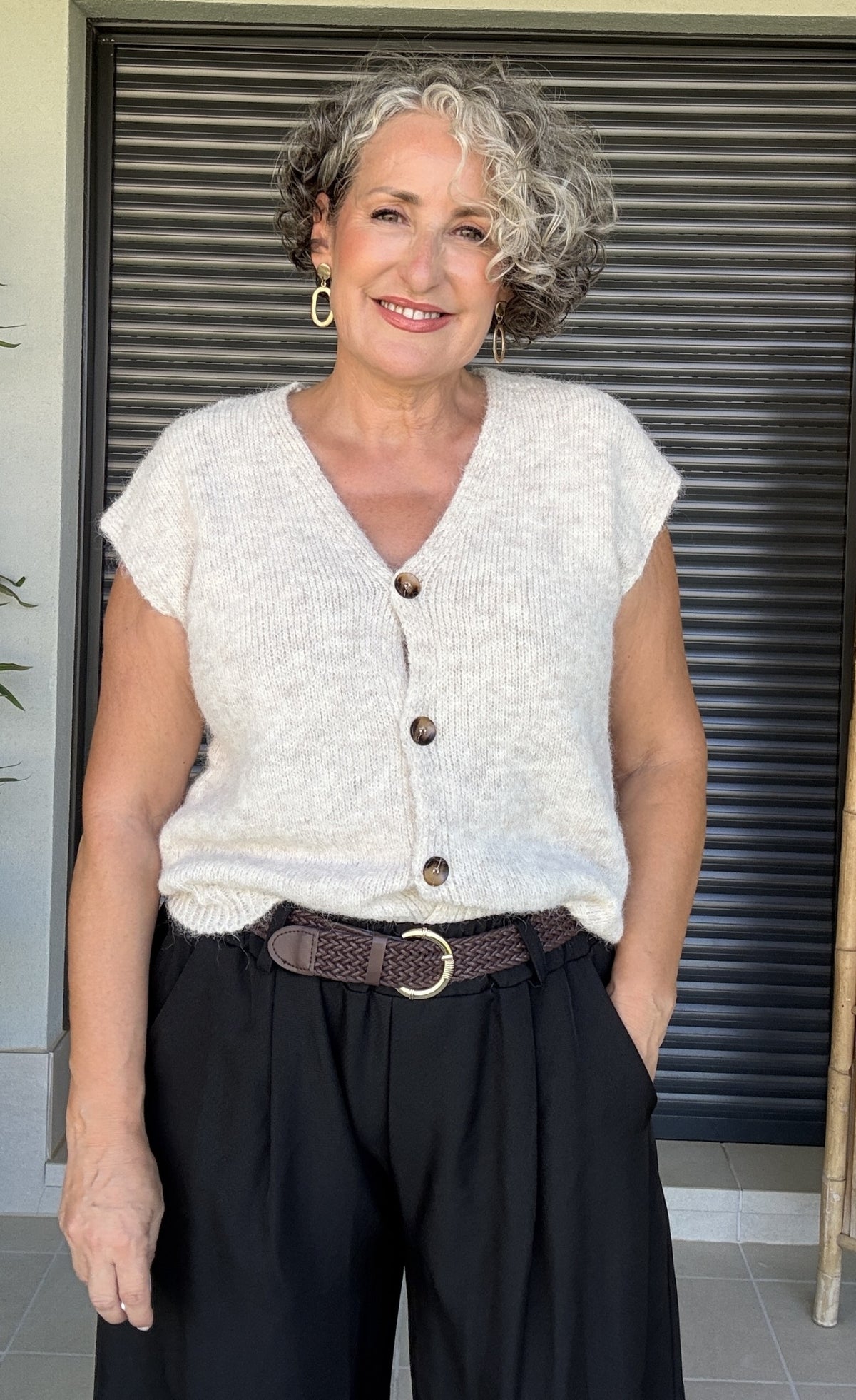 Chaqueta Abotonada Crema