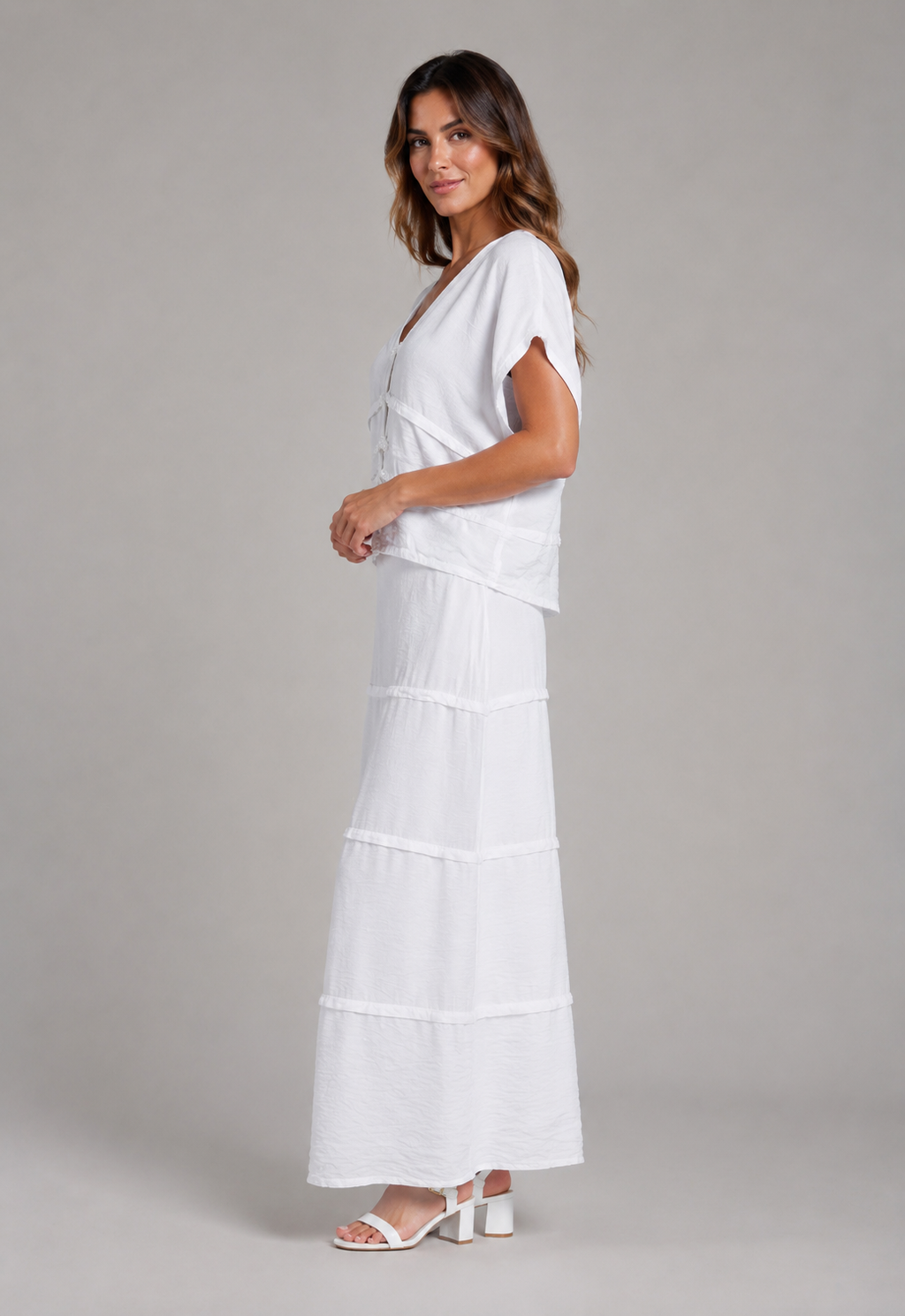Conjunto Ibicenco Falda y Blusa Blanco