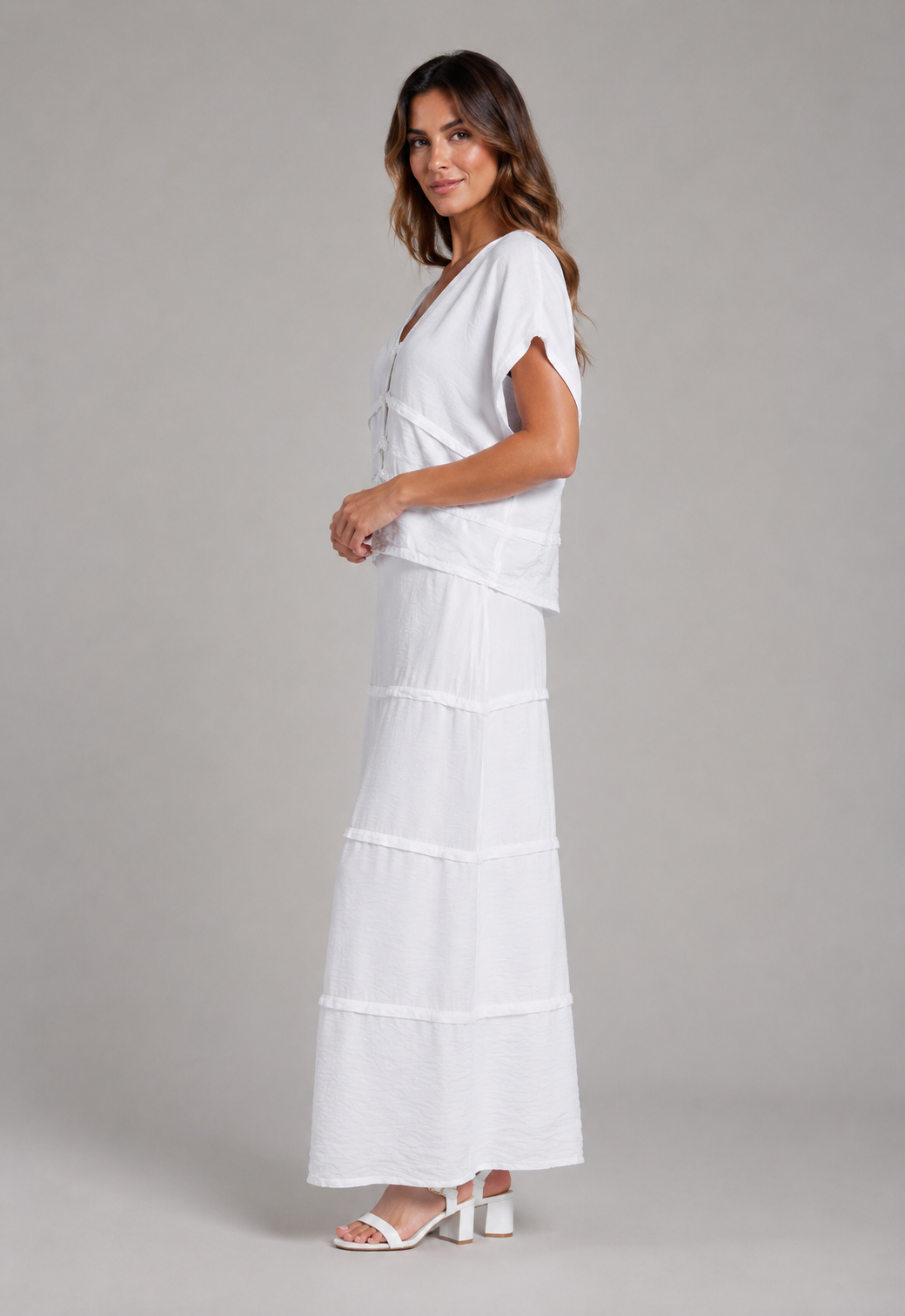 Conjunto Ibicenco Falda y Blusa Blanco