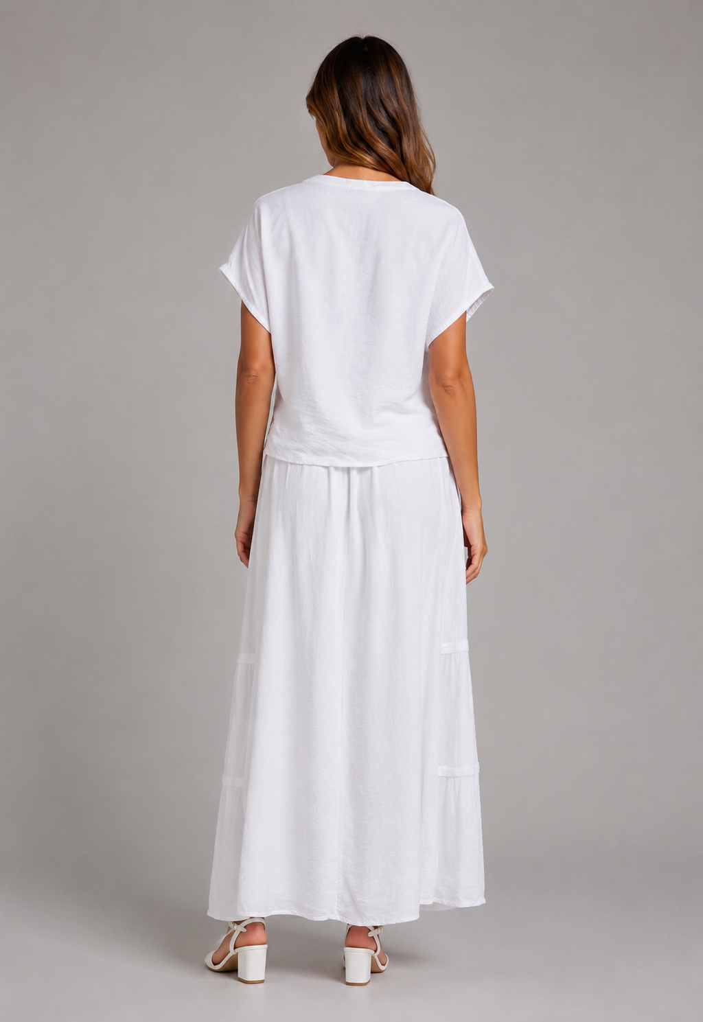 Conjunto Ibicenco Falda y Blusa Blanco