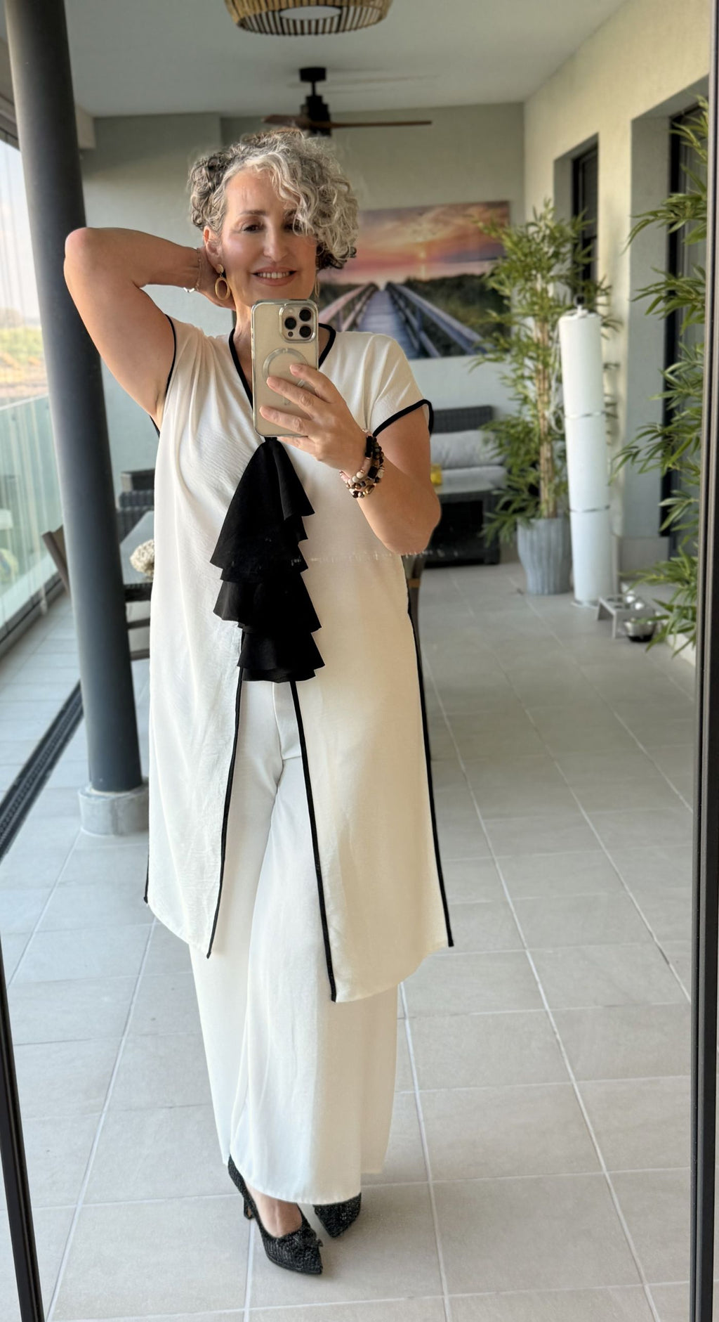 Ensemble Palazzo Blanc avec Détails Noirs