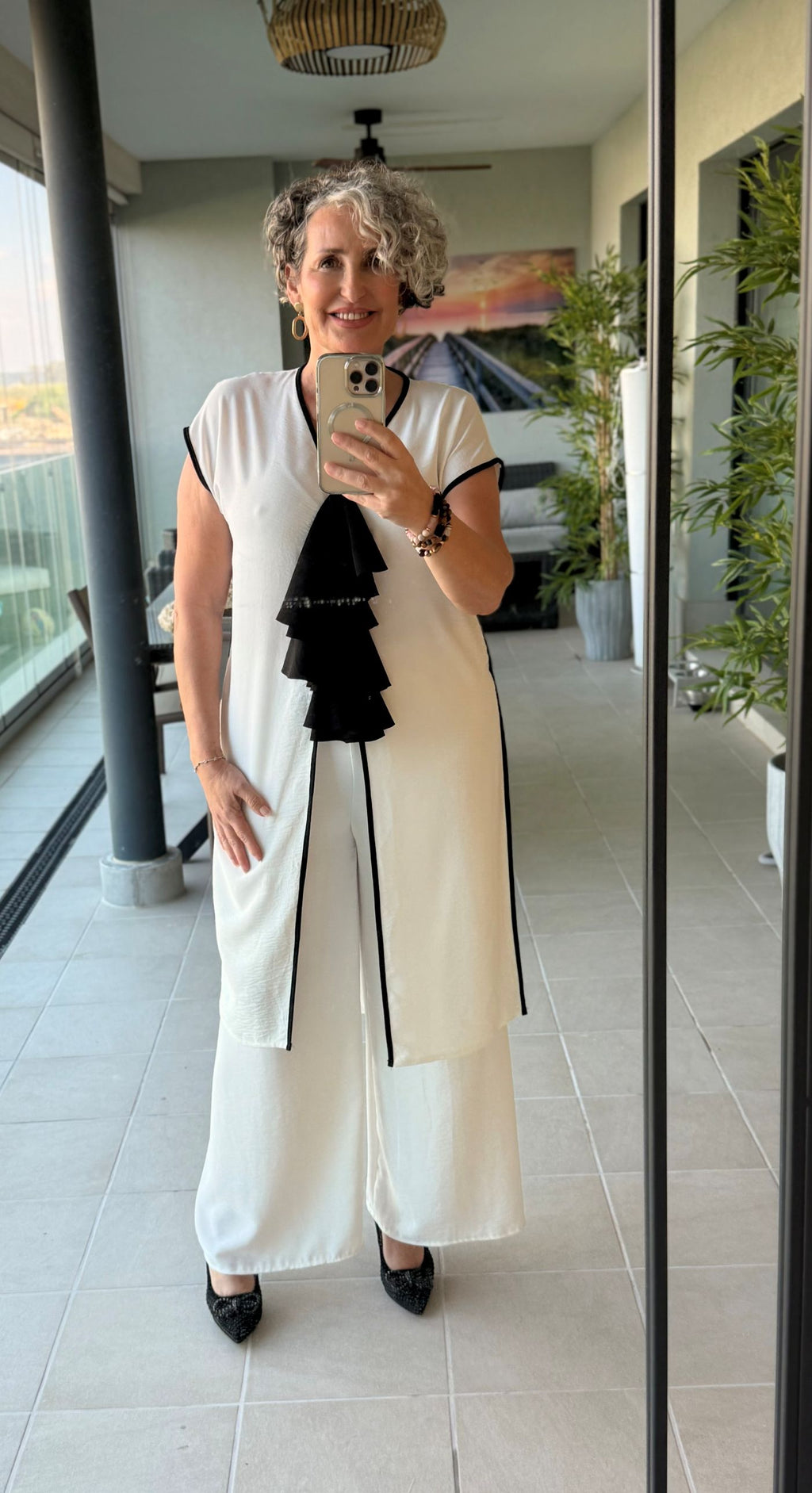 Ensemble Palazzo Blanc avec Détails Noirs