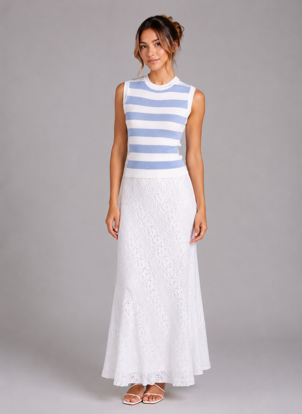 Falda Ibicenca Lentejuelas Blanca