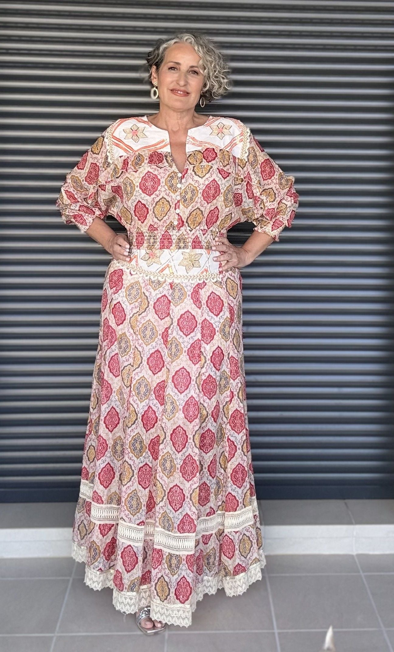 Completo Artigianale Siya | Camicetta e Gonna Lunga Boho Rosso e Oro