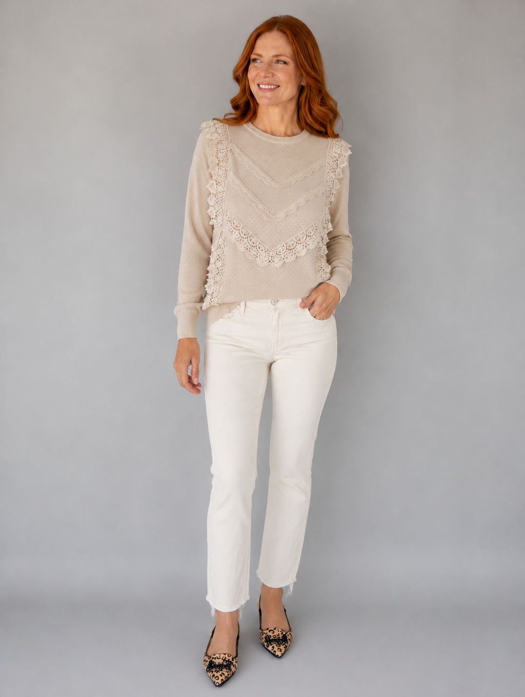 Jersey Hilo Manga Larga Beige