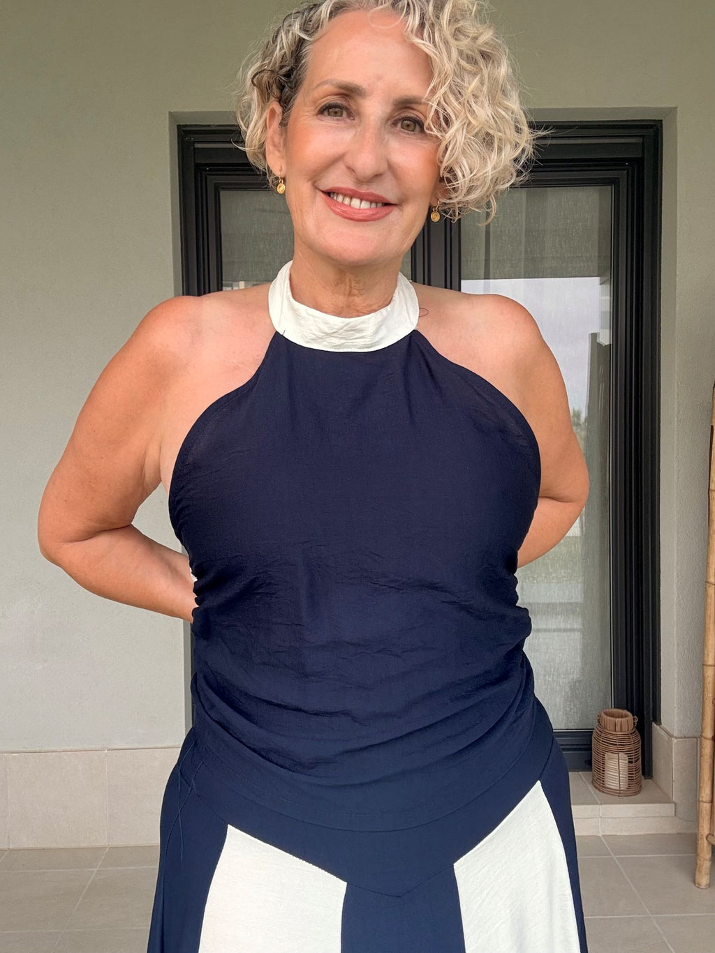 Conjunto Dos Piezas Marino y Blanco Lia