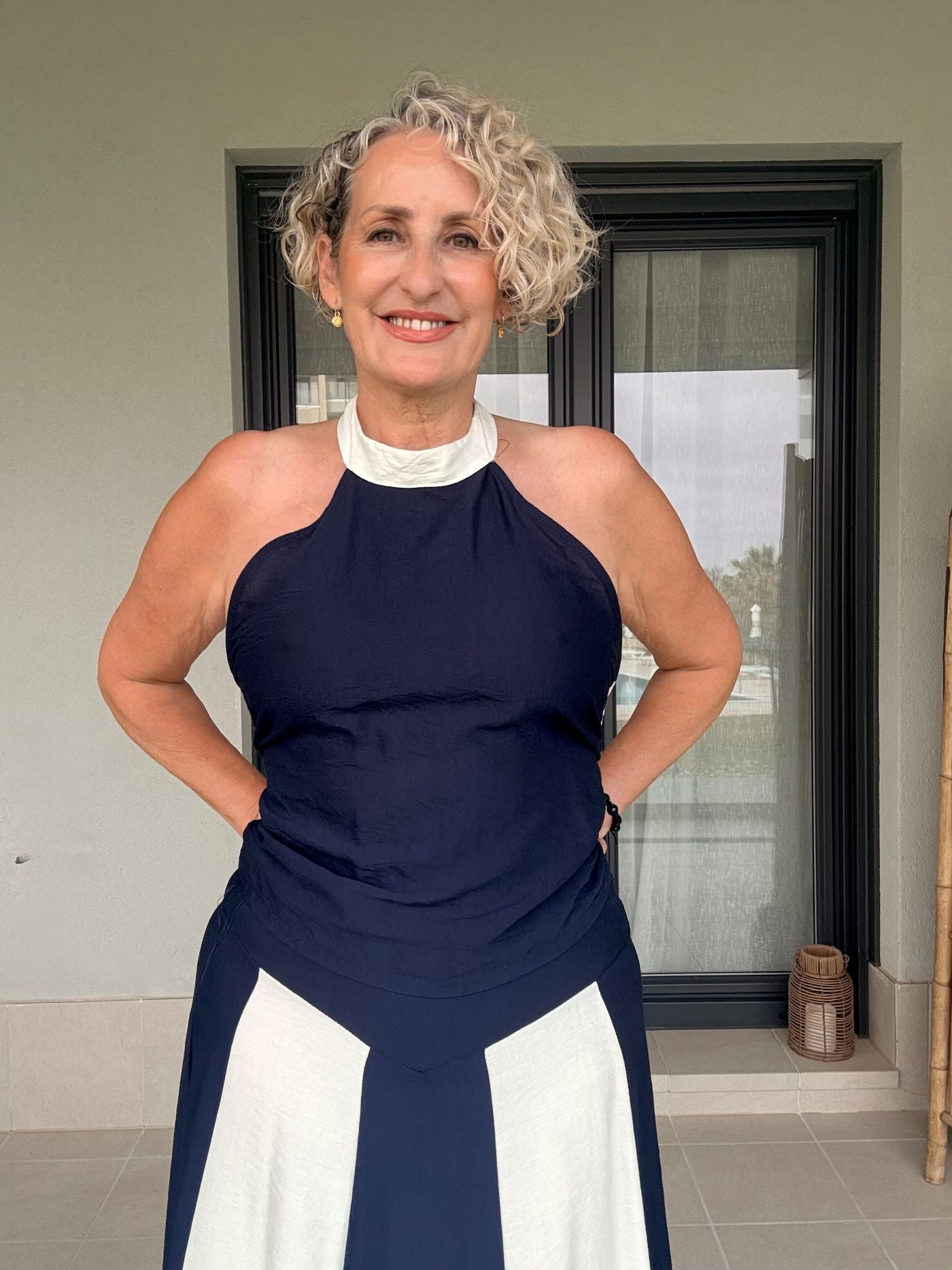 Conjunto Dos Piezas Marino y Blanco Lia