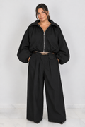 Pantalón Gabardina Tiro Alto Negro