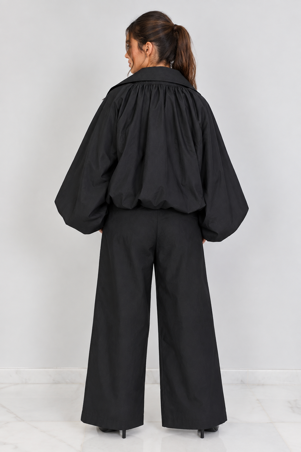 Pantalón Gabardina Tiro Alto Negro