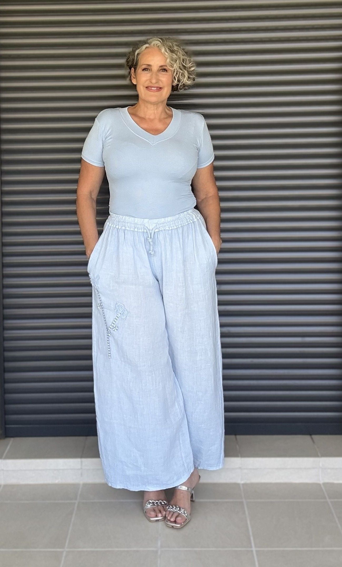 Pantalón Lino Celeste
