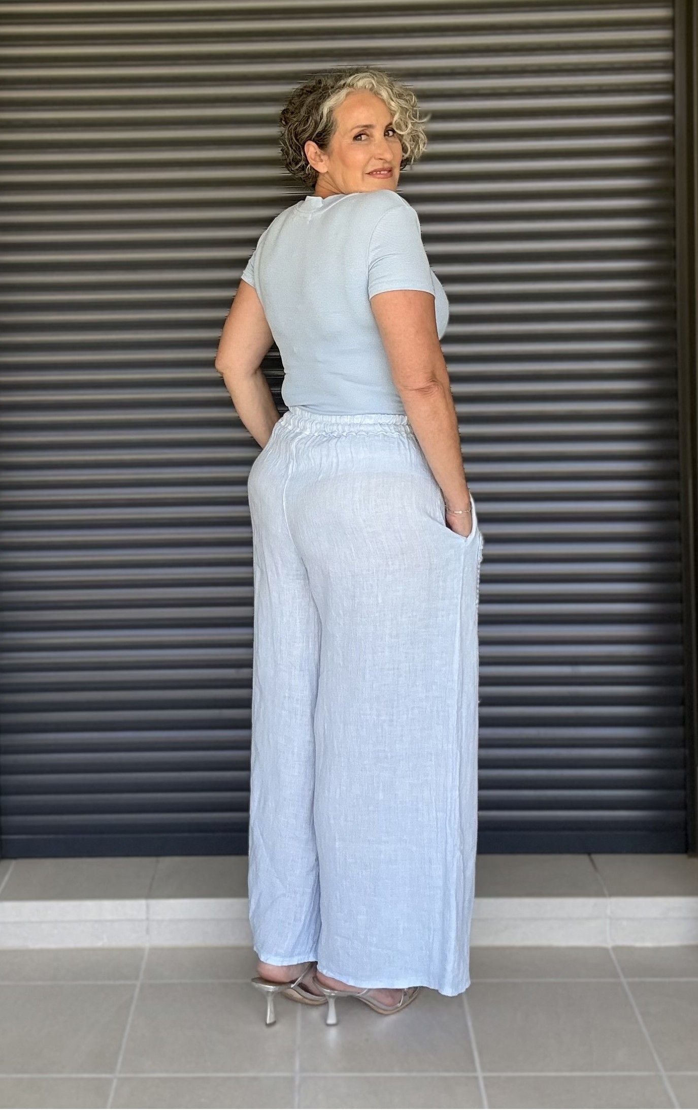 Pantalón Lino Celeste