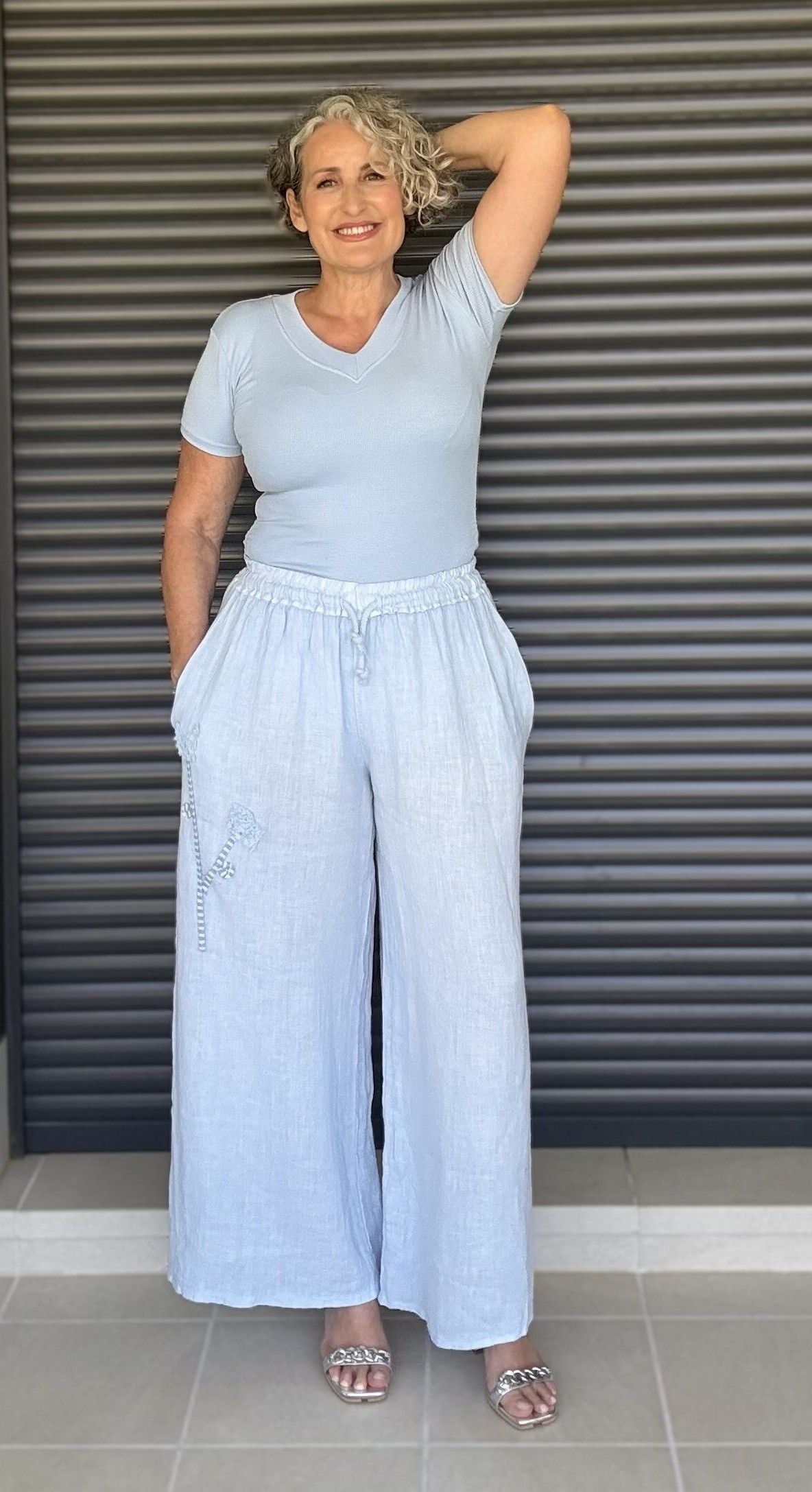 Pantalón Lino Celeste