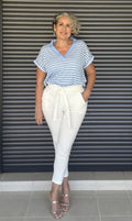 Pantalón Blanco Cintura Engomada con Lazo