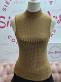Top Negro Cuello Cisne con Circonitas Plateadas